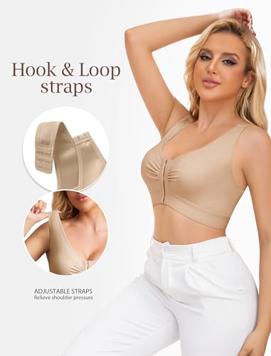 Compression Minimizer Bras for Women Front Closure Post Surgery Mastectomy Bra with Adjustable Straps Non Padding3