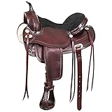 HILASON Western Horse Treeless Saddle American Leather Trail | Barrel for Horses