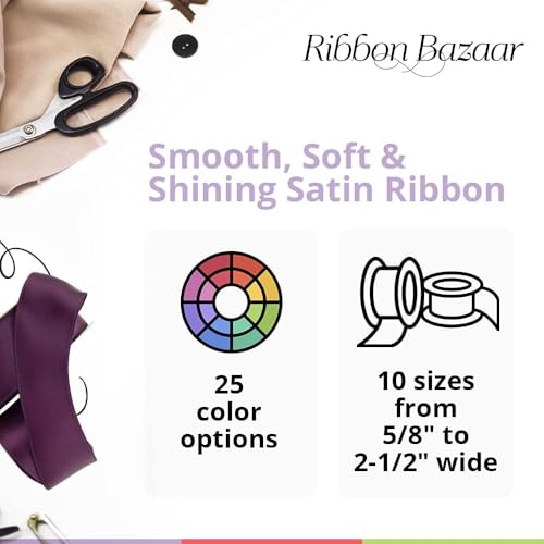 Image of Ribbon Bazaar Double Faced Satin 7 /8 inch Red 25 Yards 100% Polyester Ribbon