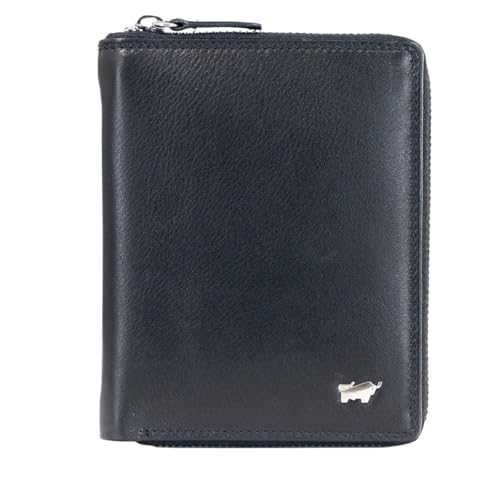 BRAUN BÜFFEL Herren Geldbörse aus echtem Rindsleder Golf mit RFID Schutz - Reißverschluss-Hochformat Geldbörse mit 8 Kartenfächern - Edles Schwarz