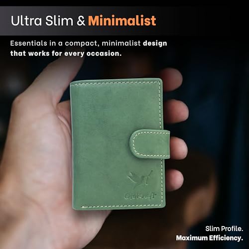 RFID Blocking Leather Wallet for Men – Slim Bifold Pop-Up Card Holder with ID Window, Full Grain Leather, 6 Compartments, Gift Set with AirTag Holder Keychain – Premium RFID Wallet3