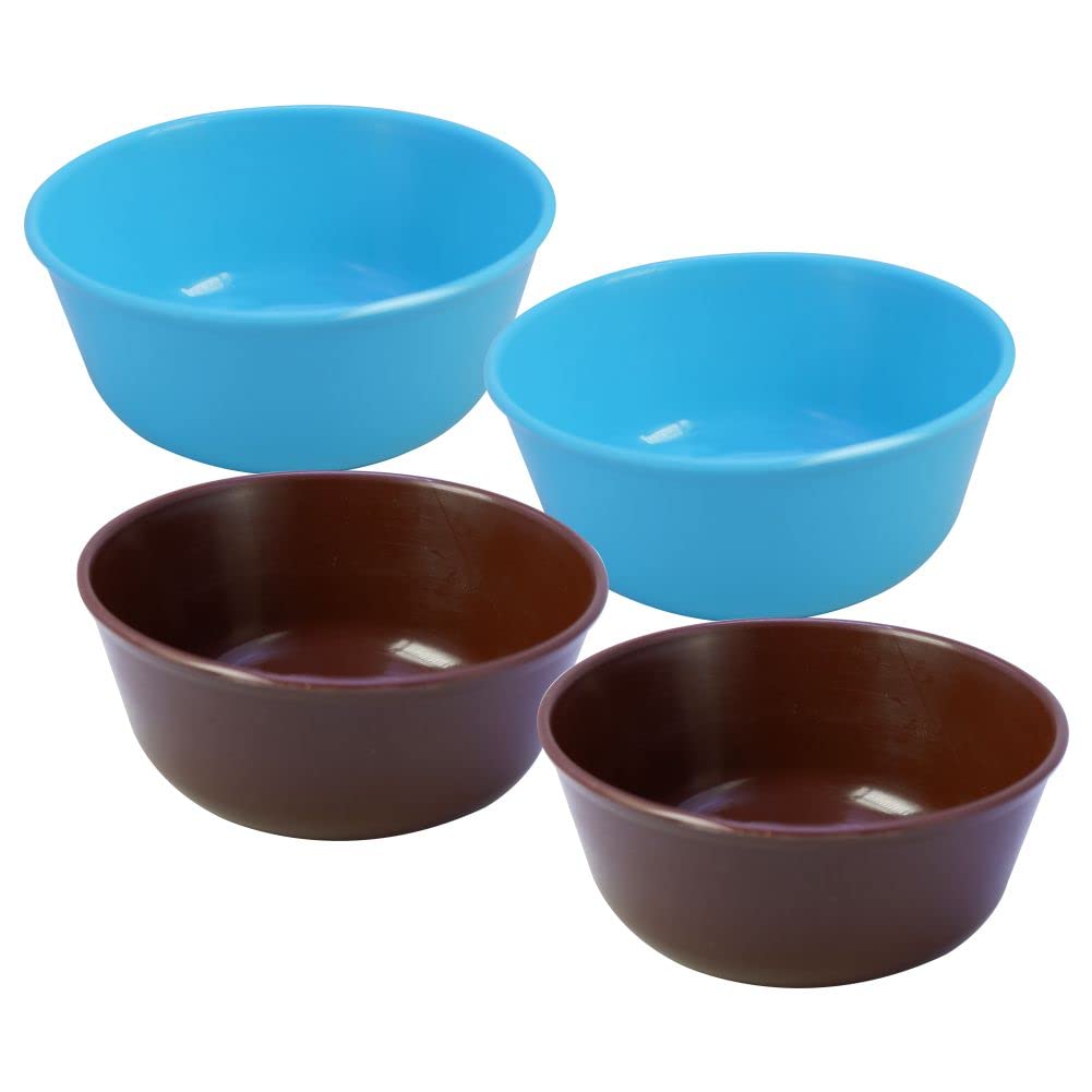 Wonder Plastic Sigma 300 Microwave Safe Multipurpose Mixing Bowls, Set of 4 pc Bowl 300 ml (Cyan Brown)