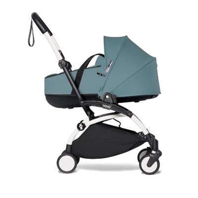 BABYZEN YOYO² White Frame + Aqua Bassinet - Includes Thick Double Mattress, Ventilated Shell & Canopy