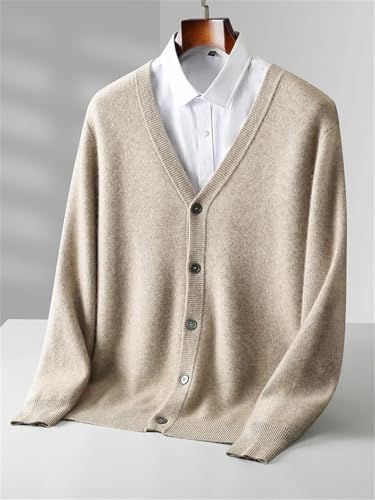 Men's V-Neck Thick Cashmere Knit Cardigan Sweater Single Breasted Closure V Neck Long Sleeve Business Style Casual Top4