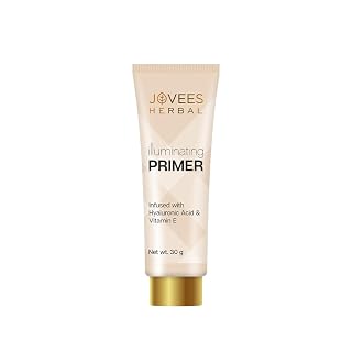 Jovees Herbal Illuminating Primer Infused with Hyaluronic Acid & Vitamin E | Hydrating & Smooth Natural Finish | Light Weight Formula | Natural Tint, 30gm