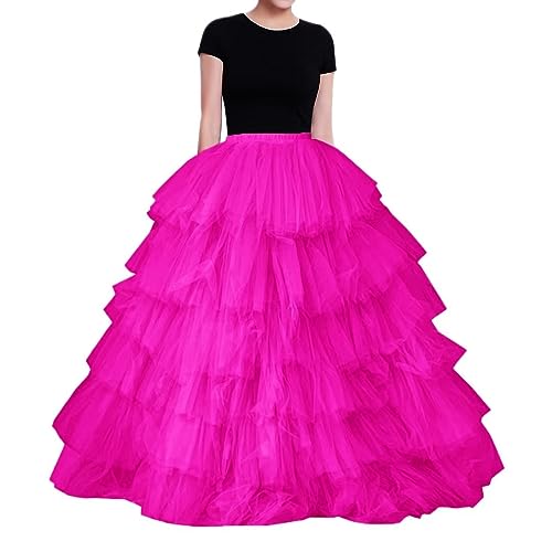 WDPL Women's A-line Maxi Full Length Puffy Layerd Orchid Tulle Skirt