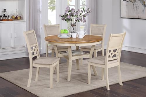 New-Classic-Furniture-Mitchell-5-Piece-Dining-Set-with-1-Table-and-4-Chairs-Beige-and-Brown New Classic Furniture Mitchell 5 Piece Dining Set with 1 Table and 4 Chairs Beige and Brown