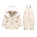 Bebé Chaqueta de Plumón de Invierno + Pantalones 2PC Set, Niños Niñas Trajes con Capucha Calentar Disfraz Esquí Ropa de Abrigo Regalo para 2-3 años Blanco
