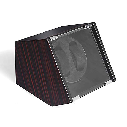 Caja enrolladora de relojes de ébano para dos piezas con motor silencioso