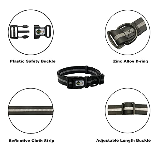 Image of Nimble Reflective Waterproof Dog Collar Adjustable Odor Resistant Easy Clean Pet Collar for Small Medium Large Dogs Night Walking Outdoor Rainy Use (Large (15.35 inch-24.8 inchinches), Black)