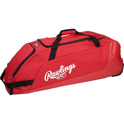 Rawlings | WORKHORSE Wheeled Equipment Bag | Baseball & Softball | Scarlet