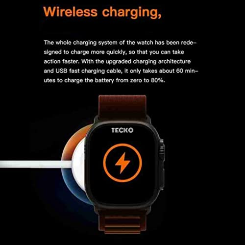 Image of TECKO S8 Ultra Watch 49mm Bluetooth Calling Series 8 AMOLED High Resolution with All Sports Features & Health Tracker, 5 Days Long Wireless Charging Battery, Bluetooth Unisex Smart Watch Black