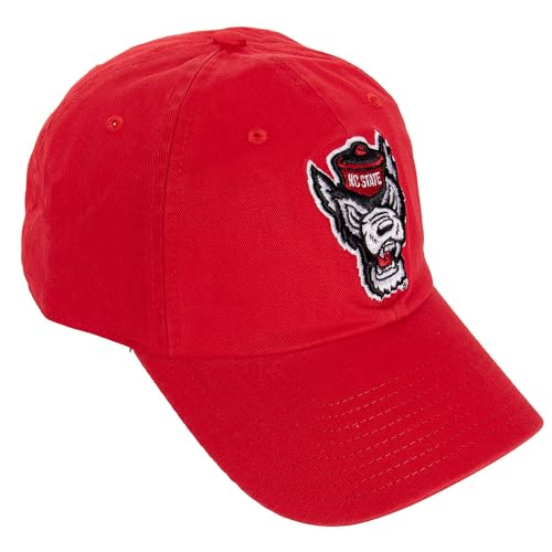 Desert Cactus NC State North Carolina State University University Baseball Hat NCSU Wolfpack Brimmed Embroidered Hats Cap Adjustable Cloth Strap Adult (Style B1) Red