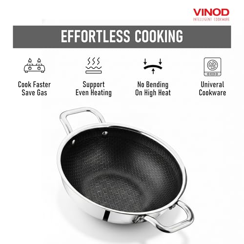 Vinod Nutri-Tech Triply Nonstick Kadahi 28cm miniatura 7