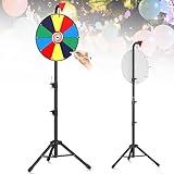 MTTXY 16/18/24-Zoll-Farb-Glücksrad, 10-Slots-Glücksrad mit Stativ, höhenverstellbares Roulette-Rad für Versammlungen, Partys, Messen,24inch