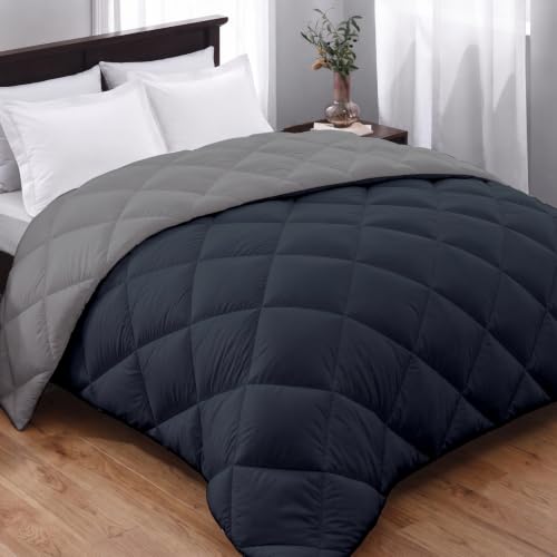 Image of AYKA Reversible Comforter 220 GSM Microfiber Reversible AC Comforter /Blanket for Winter /Quilt /Duvets for Queen Size Double Bed Comforter (Grey & Charcoal, Single)