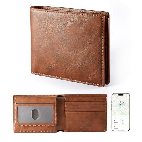 Image of ESR Geo Wallet with Find My, RFID Blocking, Wallet for Men, Wallet Tracker(iOS 14.5 Above Only), Holds 9 Cards and 15 Bills, Replacement for AirTag Wallet, Slim Bifold Card Holder, Aged Leather