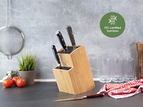 Ceppo portacoltelli senza coltello in legno (marrone bambù, quadrato obliquo) - immagine 3