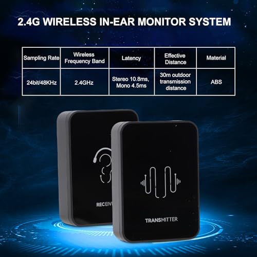 Sistema inalámbrico de monitoreo intraaural 2,4 GHz, transmisor y receptor | Monitoreo de audio sin cables para ensayos de banda, presentaciones en vivo, servicios de adoración y grabación en estudio. miniatura 4