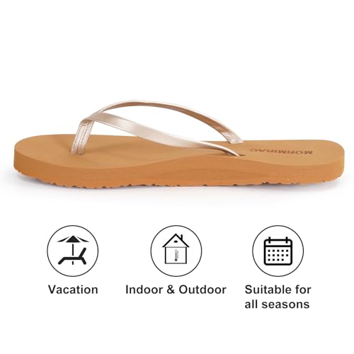 Image of Womens Slim Leather Comfortable Flip Flops Summer Beach Thong Sandals Arch Support Non Slip