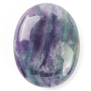 1.8 Inch Rainbow Fluorite Thumb Worry Stone Palm Stone Healing Crystal Pocket Gemstone for Anxiety Relief Meditation Yoga Spiritual Reiki Positvity