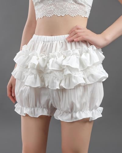 Nuoqi Bloomers Shorts for Women White Ruffle Victorian Shorts Renaissance Knickers Pants2