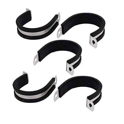 Aexit 36mm Dia Clamps EPDM Rubber Lined P Clips Cable Hose Pipe Clamps Strap Clamps Holder 5pcs