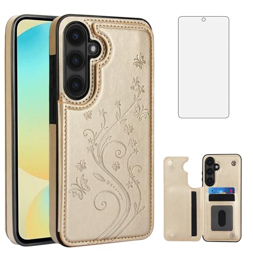 Étui pour Samsung Galaxy S24 FE avec protège-écran verre trempé et porte-cartes