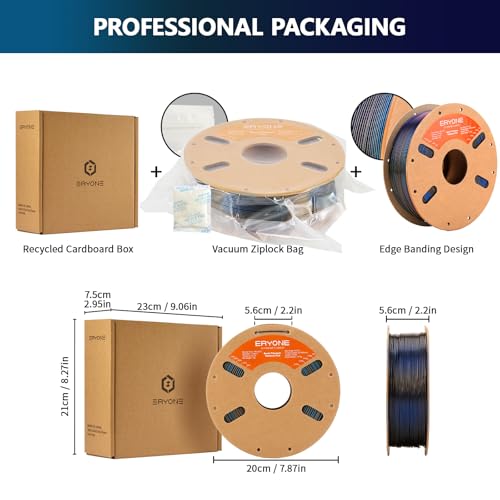 Image of ERYONE Burnt Titanium Rainbow PLA Filament 3D Printer 1.75mm + /-0.03mm, 1kg(2.2LBS) /Spool, Interstellar (Blue & Flash Black)