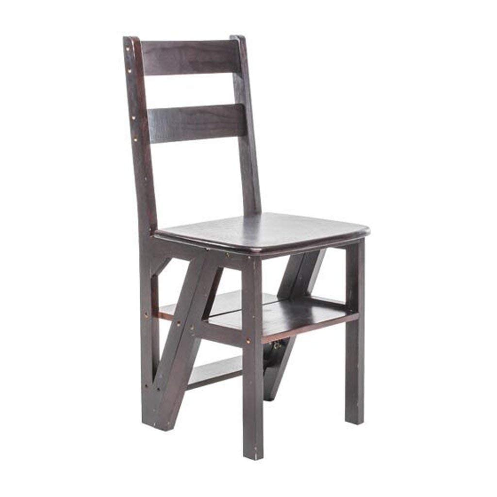 Escabeau en bois massif de noyer, chaise pliante élégante