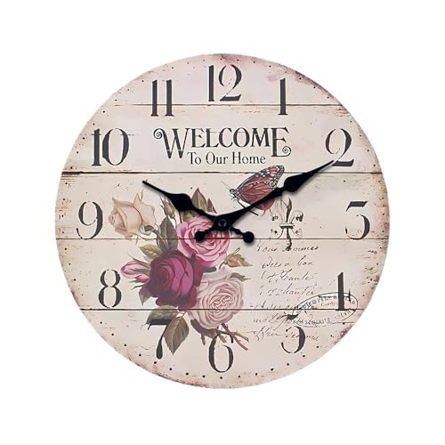 ZTHYSHOZ Reloj de Pared Reloj de Pared de Madera Retro for Sala de Estar, Dormitorio, Cocina, decoración del hogar, Reloj de Cuarzo silencioso, (Pilas) Reloj de Pared Decorado Moderno(