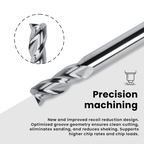 Image of NZ 3 Flute 1 /4 inch Carbide Square End Mill, 5PCS | Milling Cutter for Machining Alloy Steel, Aluminum Alloy, Copper Alloy