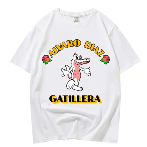 Photo de XFICSD T-Shirt Alvaro Diaz À Manches Courtes pour Femmes, Chemise Ample Et Confortable, Haut Décontracté À Col Ras du Cou, Imprimé De Dessin Animé, Manches Courtes-Black||XS