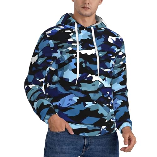 Sweat à capuche bleu imprimé camouflage pull de sport décontracté unisexe