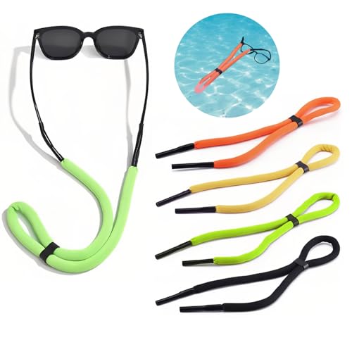 Boelley Floating Sunglasses Holder Strap for water 4Pack -Necklace Rope-Cord Lanyard-Adjustable Eyewear Retainer for Boating Beach Lake Kayaking Fishing Paddleboarding