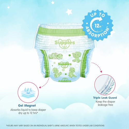Image of Amazon Brand - Supples Premium Baby Diaper Pants | 78 Baby Diapers | Small | 4-8 Kg | 12 Hrs Absorption | Cushiony Cotton Soft Fabric | Phthalates-Free | Triple Leak Guard (Pack of 5)