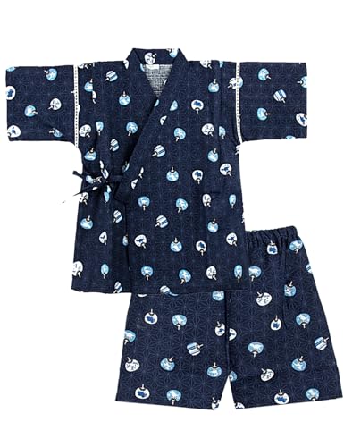 [SHELISTEN] 甚平 男の子 子供 浴衣 着物 夏祭り 花火大会 可愛い 子供の日 上下セット 100-150（クロウチワ，100） - SHELISTEN - 商品画像