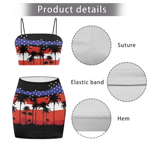 Image of 2025 Sexy Spaghetti Strap Crop Tops and Bodycon Skirt Casual 2 Piece Set S-4XL
