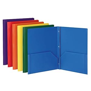 Oxford 2 Pocket Folders with Fasteners, Sturdy Plastic Folders, Letter Size, Asstd. Colors (Blue, Green, Yellow, Orange…