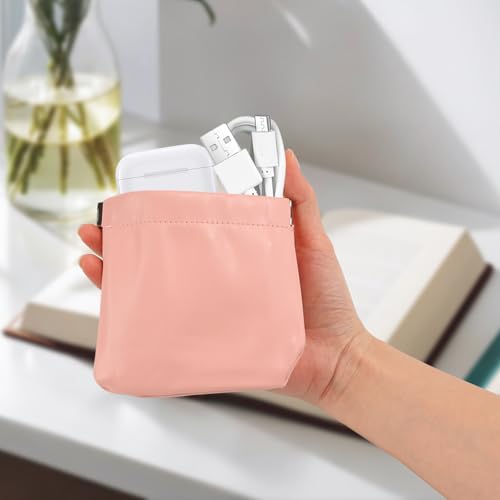 Travel Waterproof Self-Closing Yellow Coin Purse, Solid Colour Cash Pouch Wallet, Headphone Organiser, Key Case4