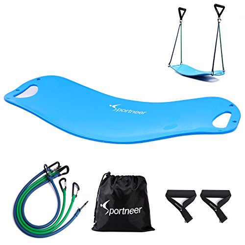 Sportneer Balance Board with 4 Resistance Bands, Wobble Fit Board for Stability Training, Twisting Exercise, Abs Arms Legs Toning, Fitness and Physical Therapy