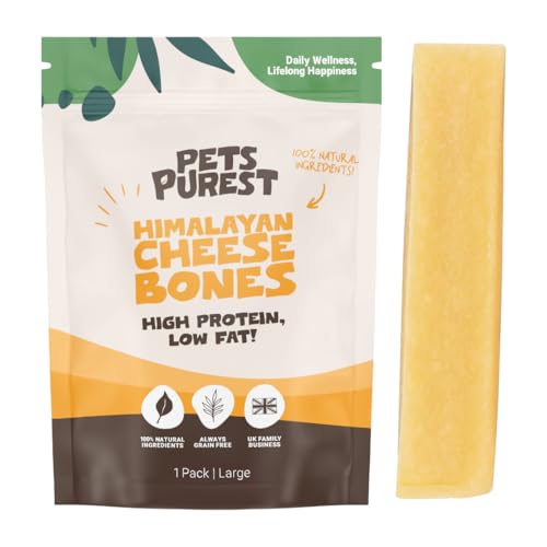 Pets Purest Himalayan Yak Milk Chew Large - 100% Natural Cheese Bone Food Treats for Dog, Puppy & Senior - Long Lasting Protein & Calcium Dogs Dental Stick Snack for Plaque Off, Tartar & Teeth