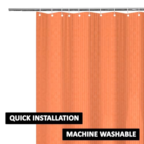 Image of Kuber Industries (Pack of 3) Shower Curtain | 7 Feet | PVC Waterproof Window Curtain | Bathroom Shower Curtain | AC Curtains | Bathtub Curtains | 8 Rings Curtain | Lining | Orange