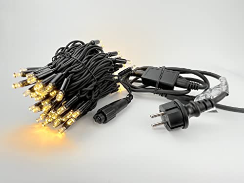 LEDZEIT - Profi Serie - Guirnalda de Luces LED, Cadena básica con Enchufe, 10m, 100 LEDs Blanco Cálido, Luz Continua, Prolongable, Extra Robusto, Exterior y Interior, para Edificios, Calles, Comercios