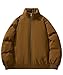 Men's Fall Winter Parka Stand Collar Wind-Proof Cotton-Padded Jacket Casual Thick Warm Coat Trendy All-Match