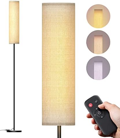 Lithomy Floor Lamp,4 Color Temperature Modern LED Standing Lamp,Stepless Dimmer Remote Control Lamps for Living Room/Bedroom/Office,3000k-7000k Elegant Tall Lamps with Linen Shade,Timmer