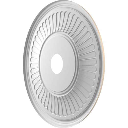 Image of 22 inchOD x 3 1 /2 inchID x 1 inchP Berkshire Thermoformed PVC Ceiling Medallion (Fits Canopies up to 10 1 /8 inch), UltraCover Satin Smokey Beige