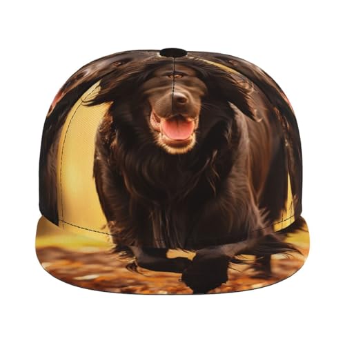 Trotting Flat Coated Retrievers Paw Print Baseball Cap Comfortable Hat Breathable Mesh Sports Golfing Outdoor Fashion Wear Black2