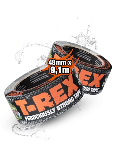 T-Rex – Gewebeband 48mm x 9,1m grau– Extrem starkes & reißfestes Gaffa Tape für innen & außen – Wasserfestes Panzertape mit starker Klebkraft – Ideal zum universellen Reparieren & Befestigen