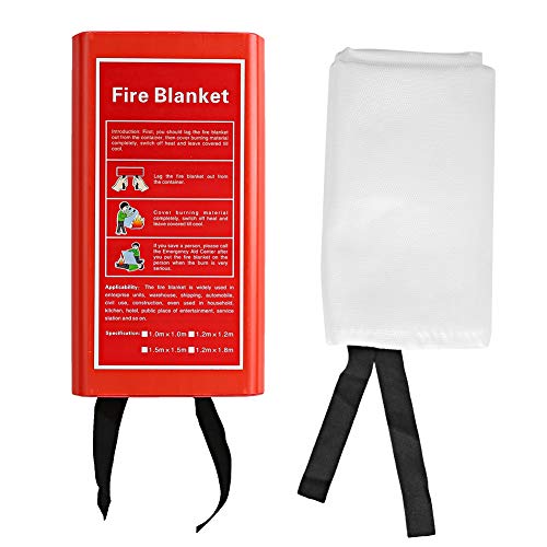 Nutriess Fire Blanket Emergency Flame Retardent Shelter Safety Cover 1.8x1.8m Kitchen Fireplace Protection (1.5mx1.5m)